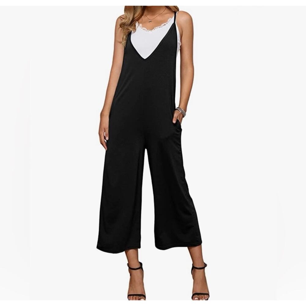 Spadehill Jumpsuit Loose Fit Knit Wide Leg Pockets Slouchy Relaxed Size Medium‎